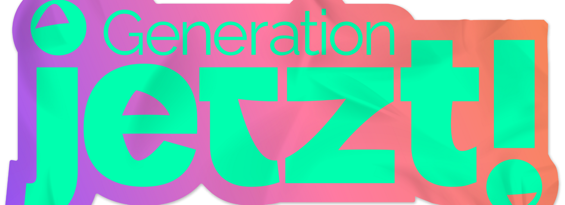 Das Bild zeigt das Logo der Kampagne Generation Jetzt! in Rheinland-Pfalz. In grüner Schrift steht Generation Jetzt! auf einem lila roten Hintergrund.