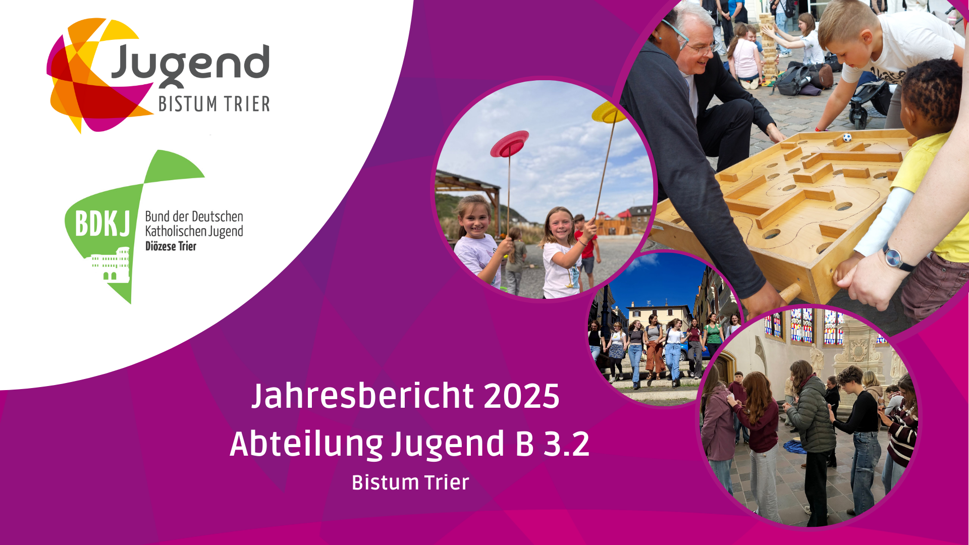 Das Cover zeigt verschiedene Bilder von jugendpastoralen Angeboten