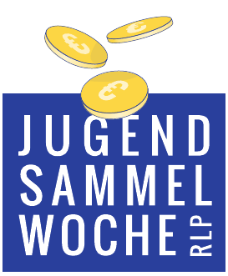 Das Bild zeigt Kupfermünzen und eine kleine wachsende Pflanze. Es bewirbt die Jugendsammelwoche des Landesjugendrings RLP